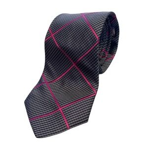 Ted Baker London Geometric Silk Tie Made In USA Preppy 3.25" Luxury Gray Pink